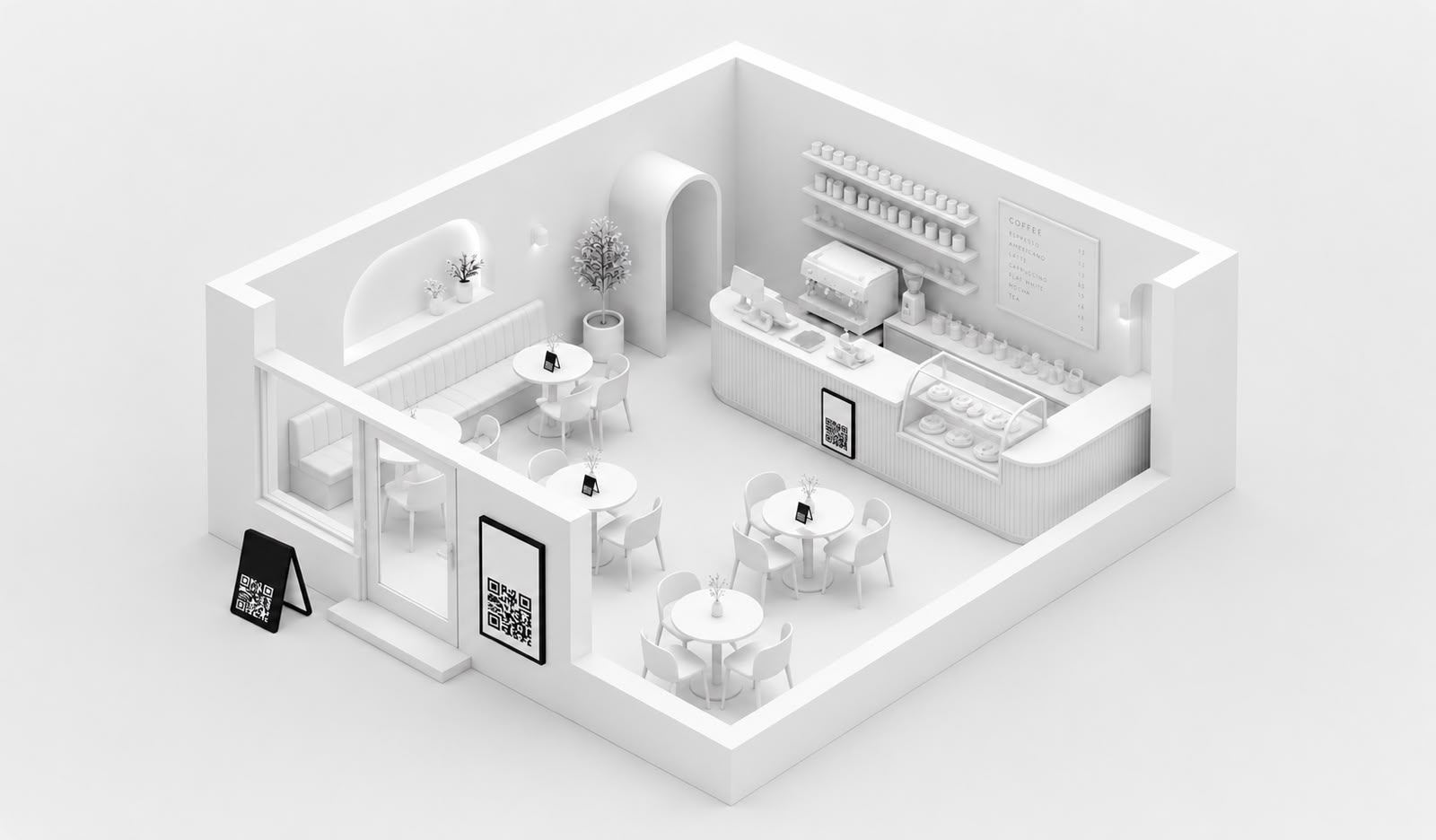 Exemple de QR codes WUEXA places dans un commerce